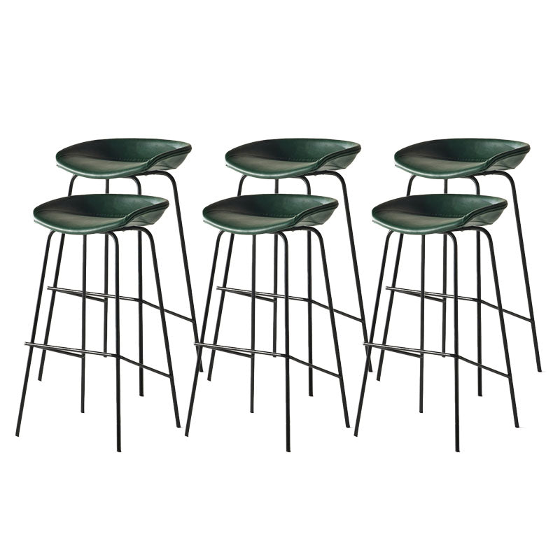 Contemporary Matte Finish Leather Barstool Low Back Coffee Shop Stool