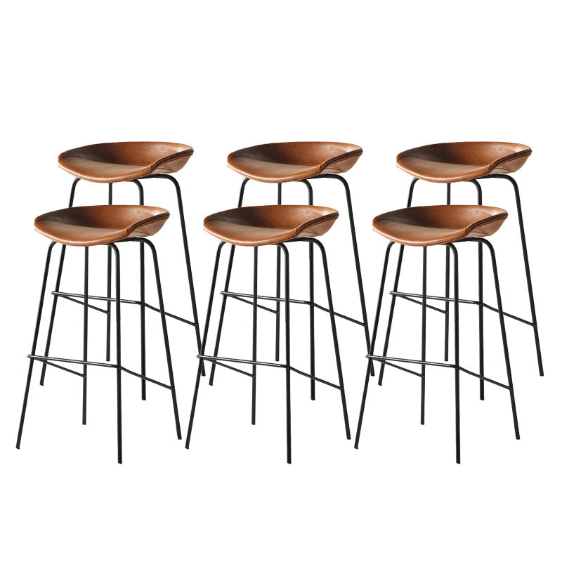 Contemporary Matte Finish Leather Barstool Low Back Coffee Shop Stool