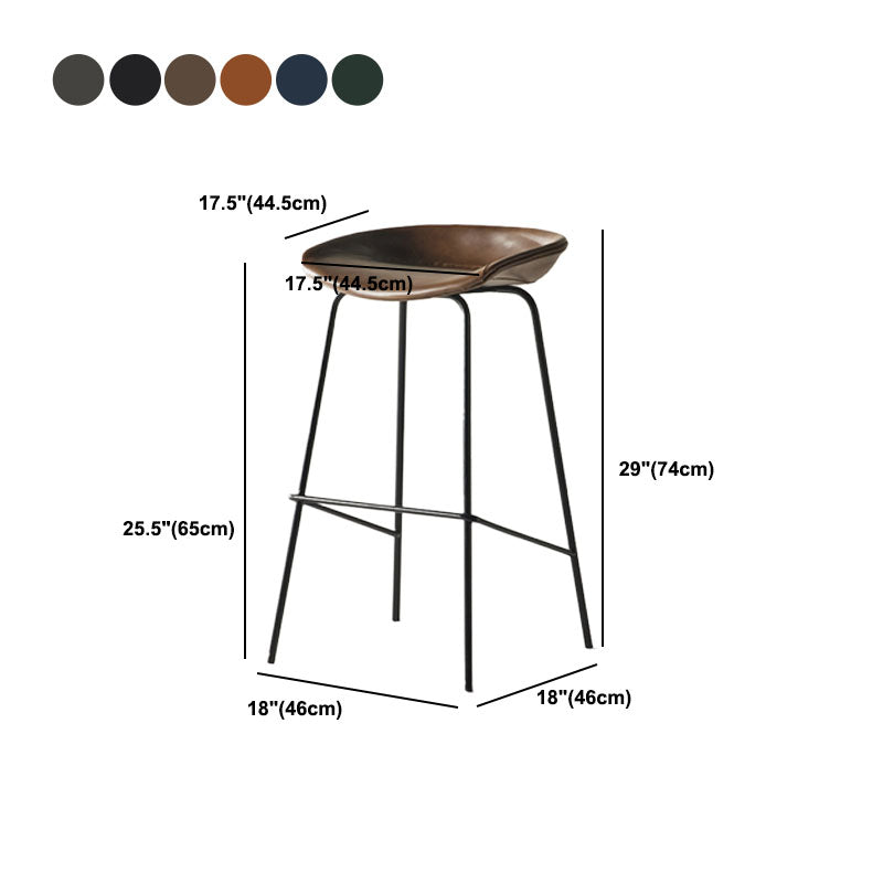Contemporary Matte Finish Leather Barstool Low Back Coffee Shop Stool