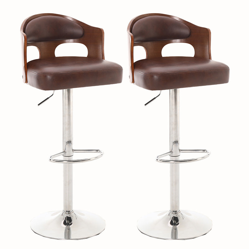 Contemporary Metal Barstool Faux Leather Counter Stool With Chrome Base