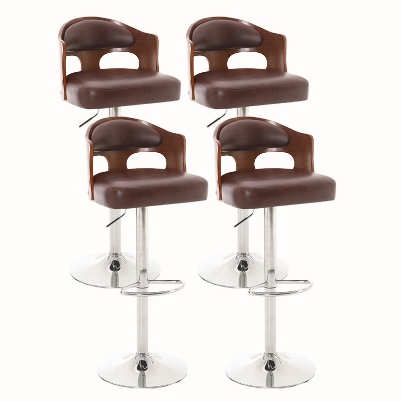 Contemporary Metal Barstool Faux Leather Counter Stool With Chrome Base