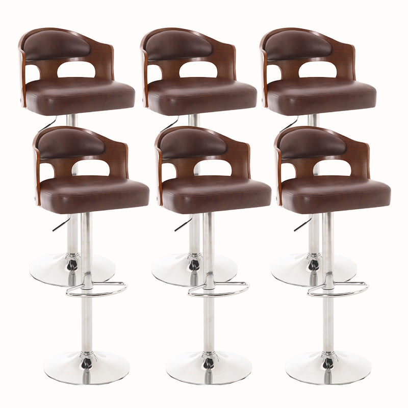 Contemporary Metal Barstool Faux Leather Counter Stool With Chrome Base