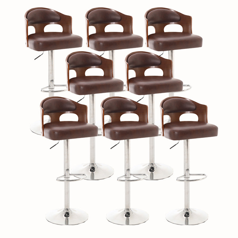 Contemporary Metal Barstool Faux Leather Counter Stool With Chrome Base