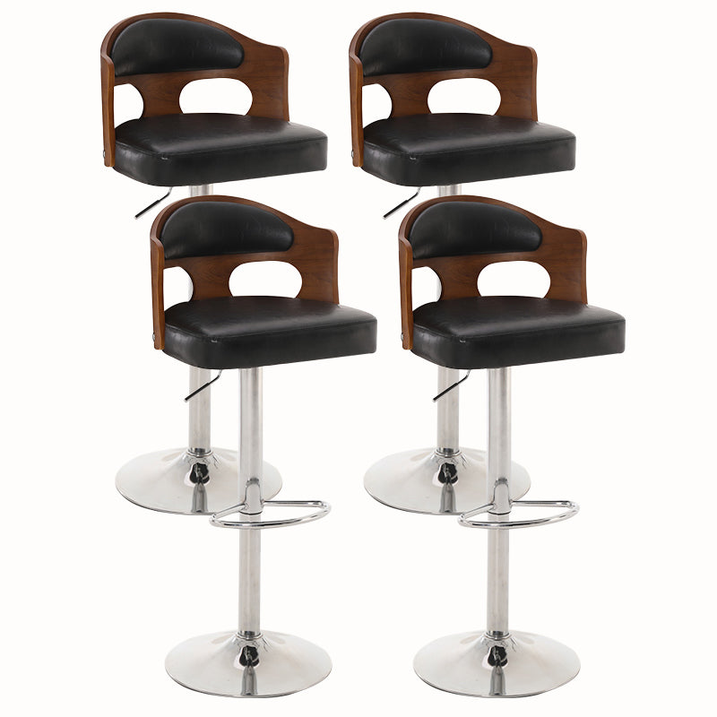 Contemporary Metal Barstool Faux Leather Counter Stool With Chrome Base