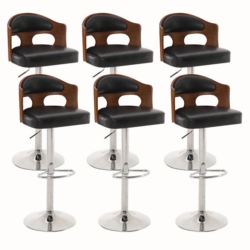 Contemporary Metal Barstool Faux Leather Counter Stool With Chrome Base