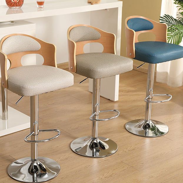 Contemporary Metal Barstool Faux Leather Counter Stool With Chrome Base