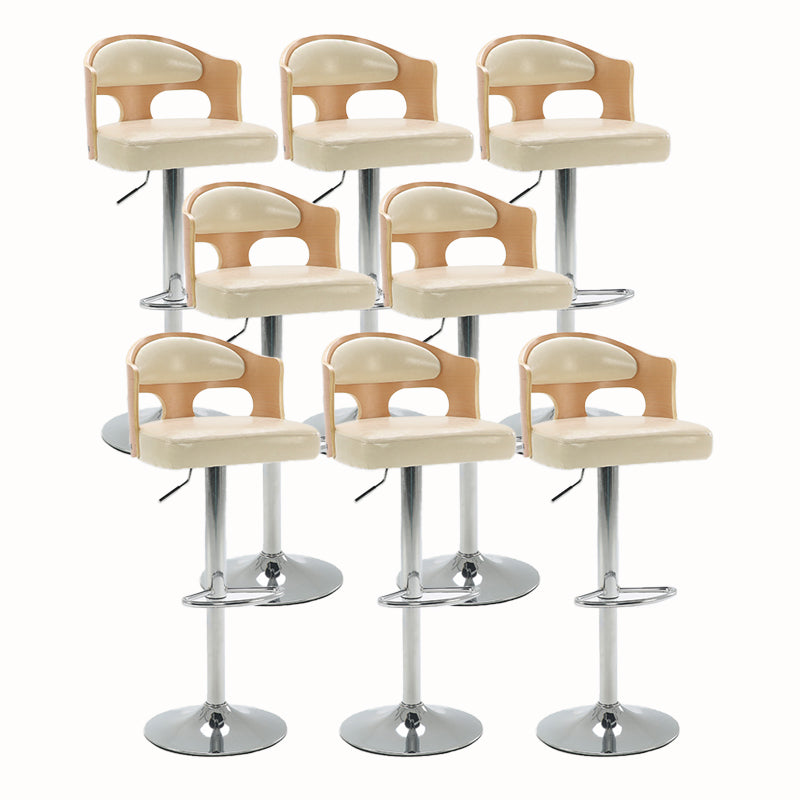 Contemporary Metal Barstool Faux Leather Counter Stool With Chrome Base