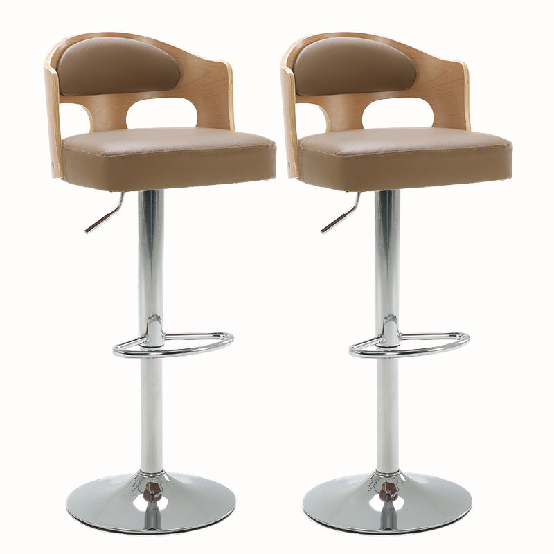 Contemporary Metal Barstool Faux Leather Counter Stool With Chrome Base