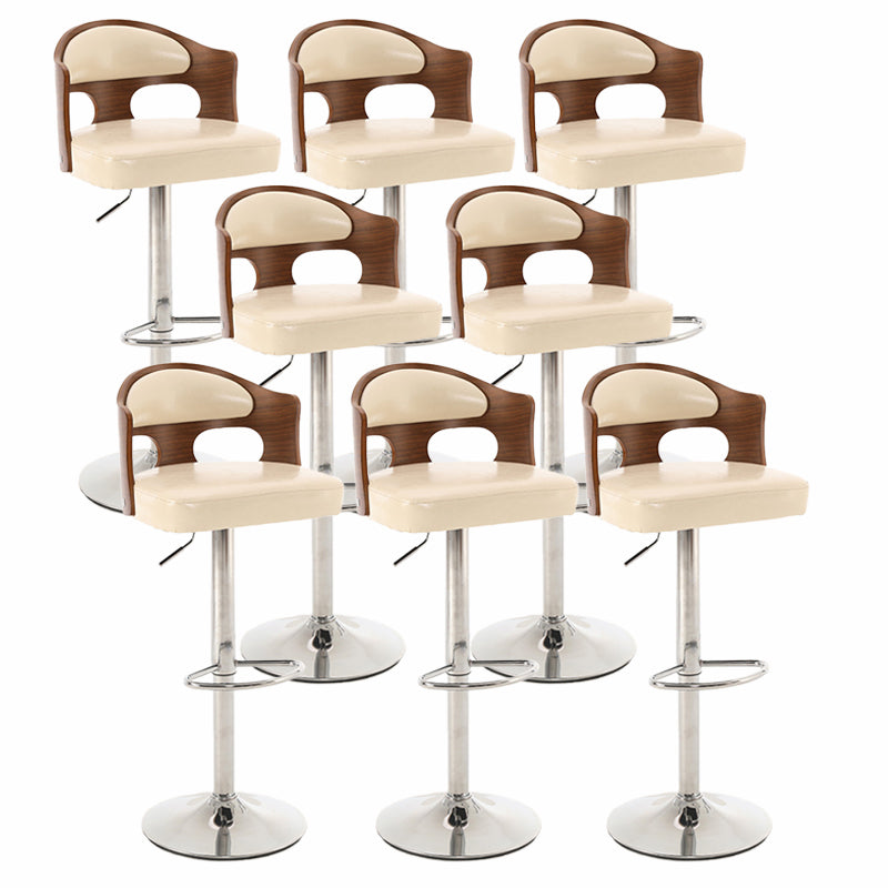 Contemporary Metal Barstool Faux Leather Counter Stool With Chrome Base