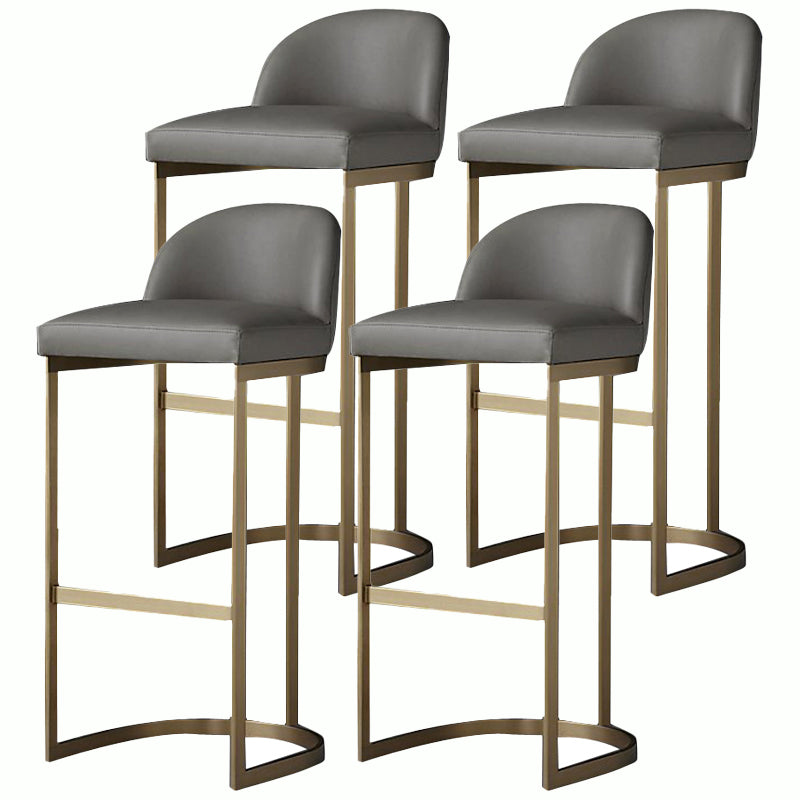 Glam Faux Leather Counter Height Stool Metal Bar Stool Bar Stool with Footrest