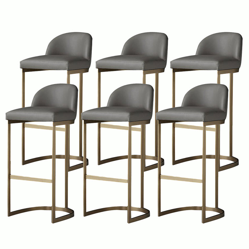 Glam Faux Leather Counter Height Stool Metal Bar Stool Bar Stool with Footrest