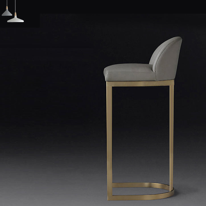 Glam Faux Leather Counter Height Stool Metal Bar Stool Bar Stool with Footrest