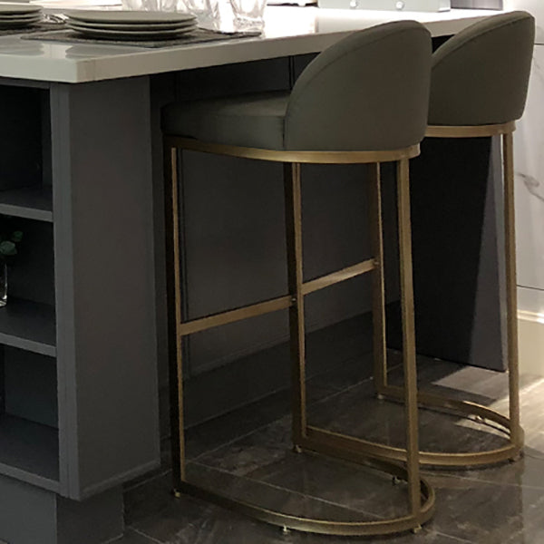 Glam Faux Leather Counter Height Stool Metal Bar Stool Bar Stool with Footrest