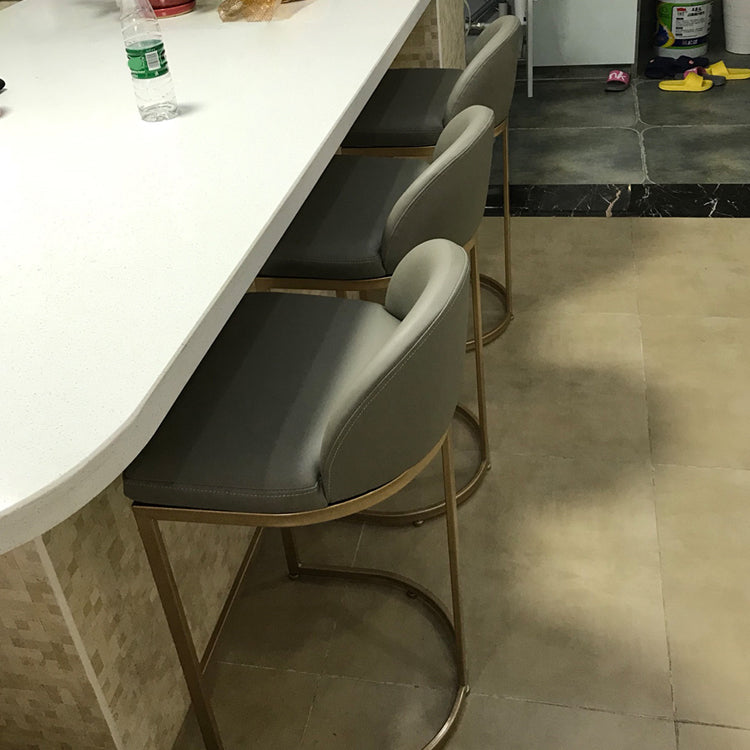 Glam Faux Leather Counter Height Stool Metal Bar Stool Bar Stool with Footrest