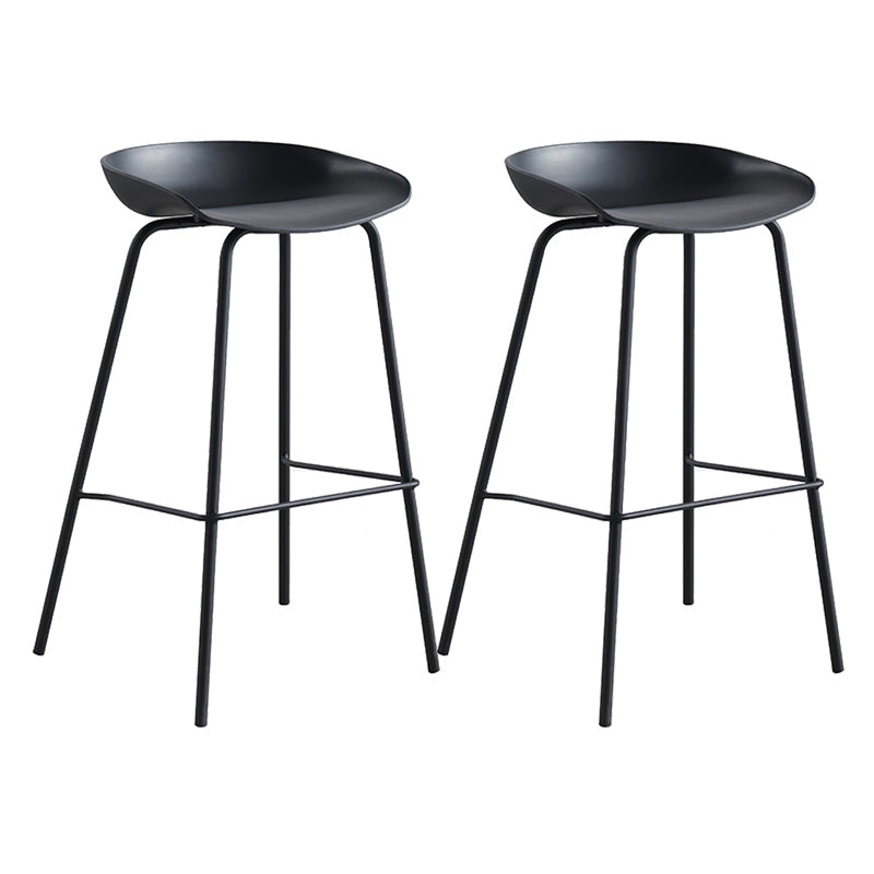 Modern Plastic Contoured Seat Footrest Metal Base Stool for Living Room