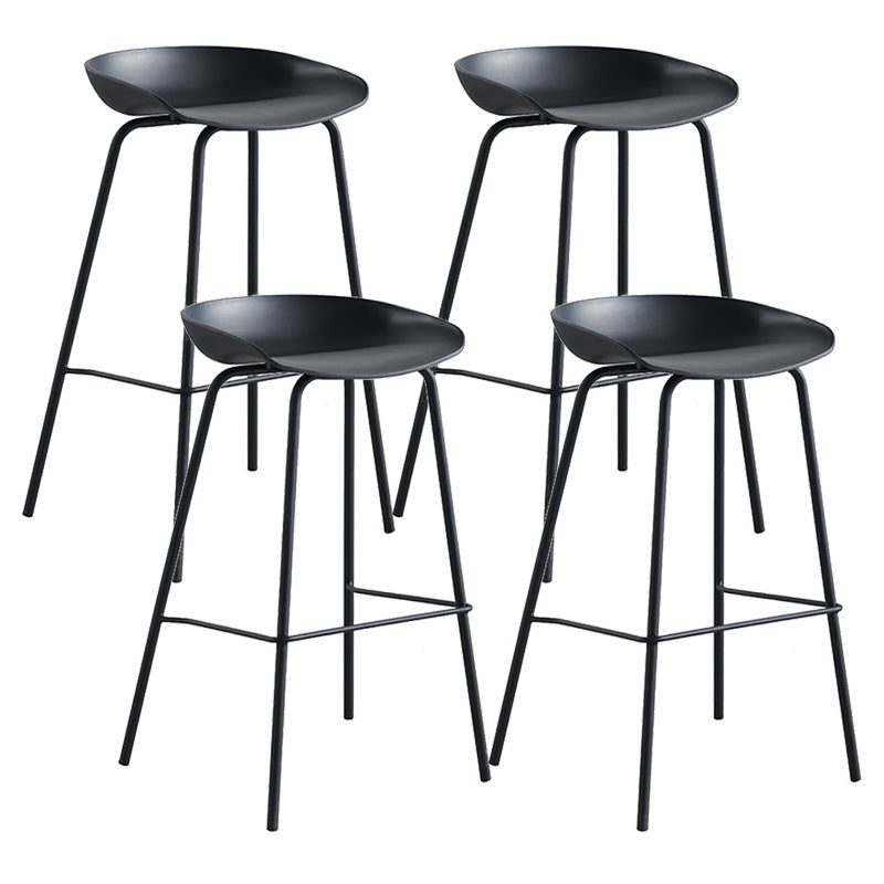 Modern Plastic Contoured Seat Footrest Metal Base Stool for Living Room