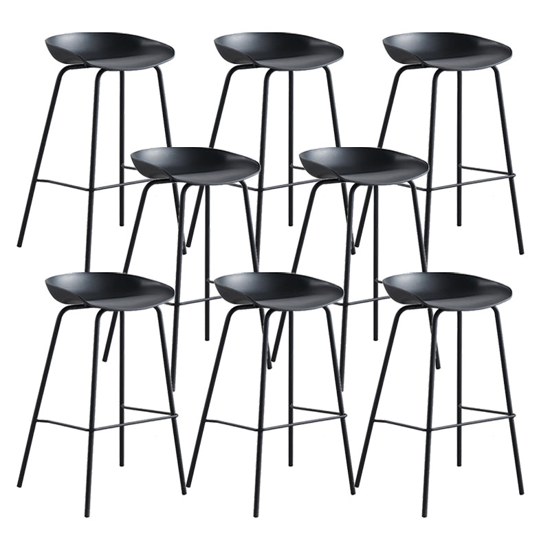 Modern Plastic Contoured Seat Footrest Metal Base Stool for Living Room