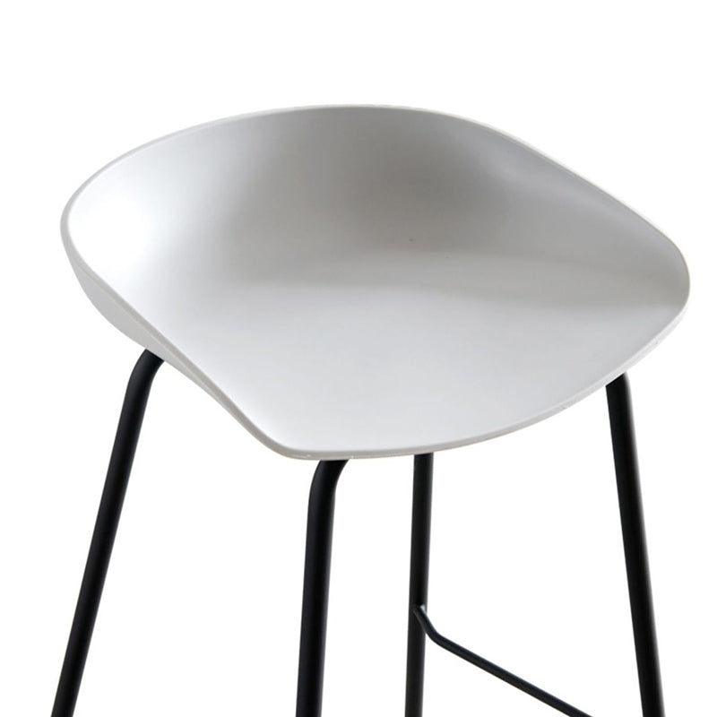 Modern Plastic Contoured Seat Footrest Metal Base Stool for Living Room