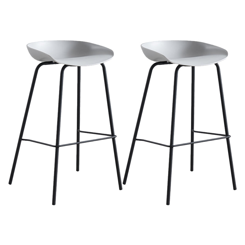 Modern Plastic Contoured Seat Footrest Metal Base Stool for Living Room