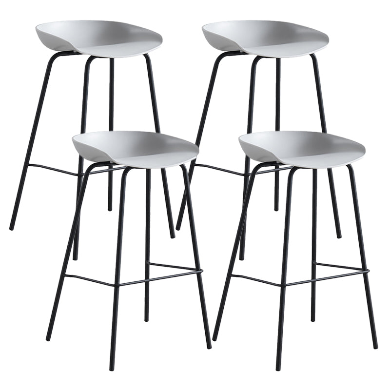 Modern Plastic Contoured Seat Footrest Metal Base Stool for Living Room