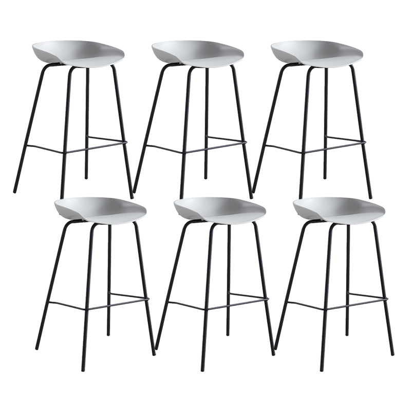 Modern Plastic Contoured Seat Footrest Metal Base Stool for Living Room