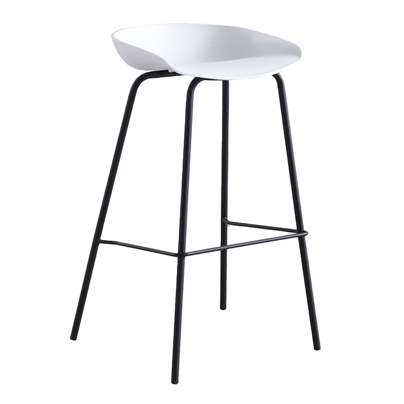 Modern Plastic Contoured Seat Footrest Metal Base Stool for Living Room
