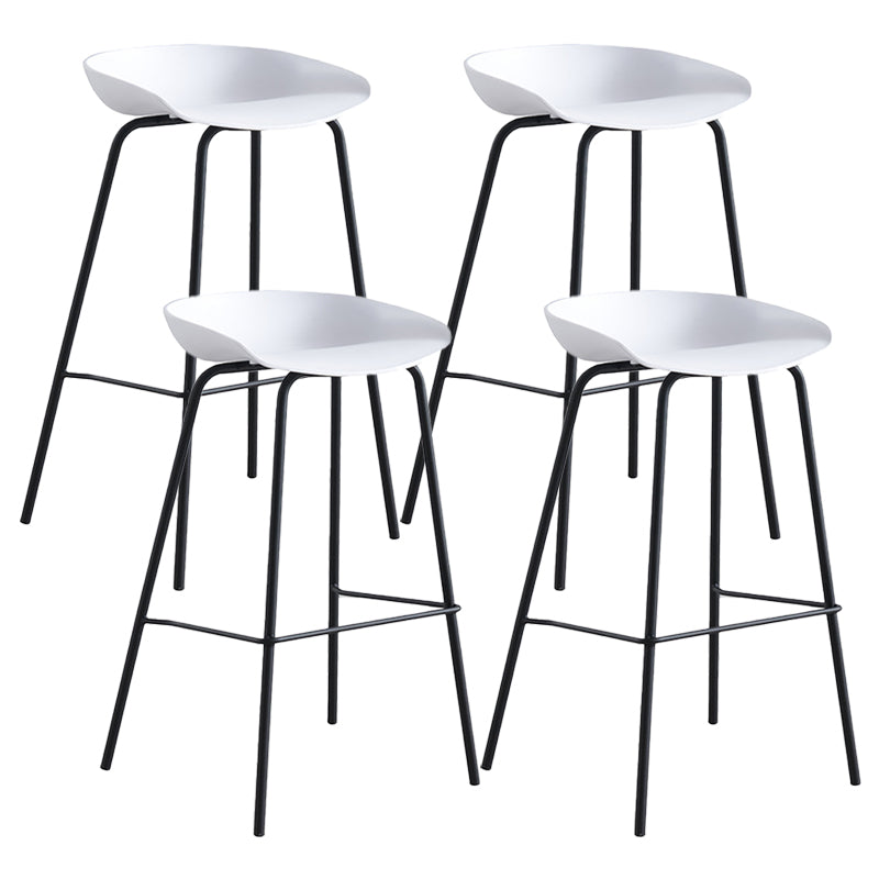 Modern Plastic Contoured Seat Footrest Metal Base Stool for Living Room