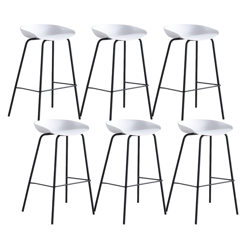 Modern Plastic Contoured Seat Footrest Metal Base Stool for Living Room
