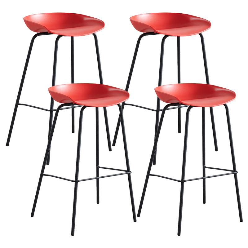 Modern Plastic Contoured Seat Footrest Metal Base Stool for Living Room