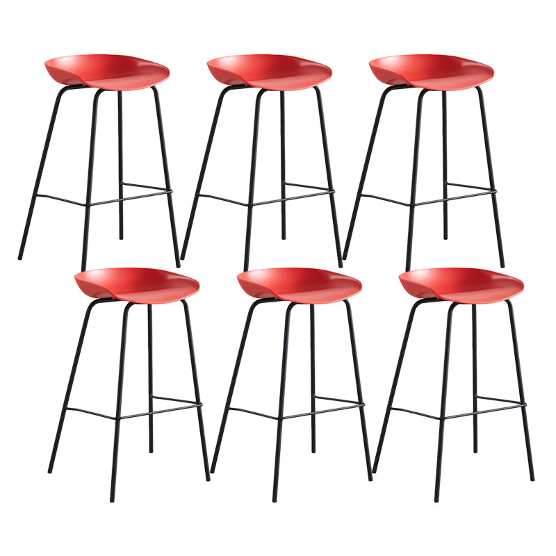 Modern Plastic Contoured Seat Footrest Metal Base Stool for Living Room