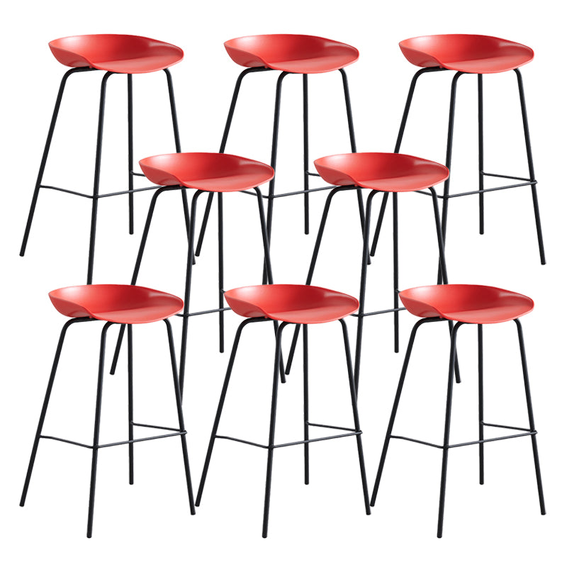 Modern Plastic Contoured Seat Footrest Metal Base Stool for Living Room