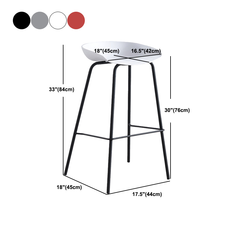 Modern Plastic Contoured Seat Footrest Metal Base Stool for Living Room