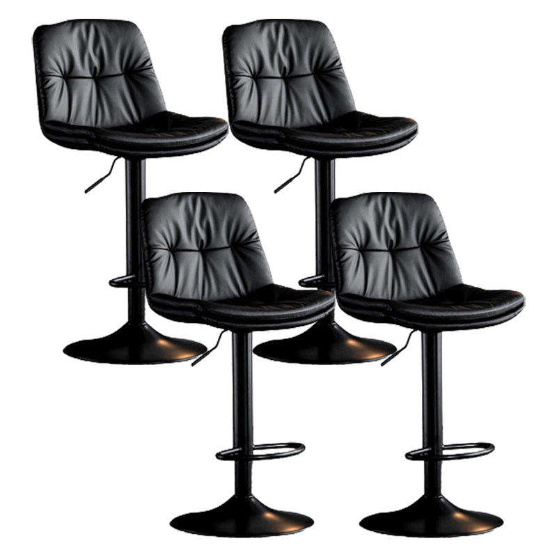 Modern Metal Stool Faux Leather Footrest Stool Adjustable Height in Matte Finish