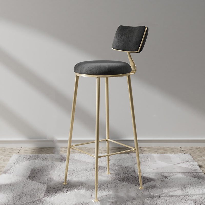 Glam Metal Barstool Fabric Counter Stool in Matte Finish for Indoor