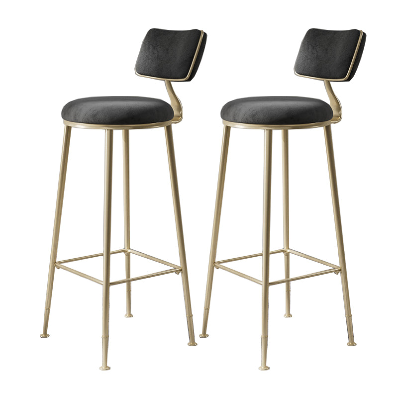 Glam Metal Barstool Fabric Counter Stool in Matte Finish for Indoor