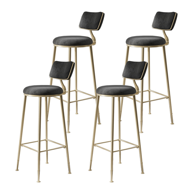 Glam Metal Barstool Fabric Counter Stool in Matte Finish for Indoor