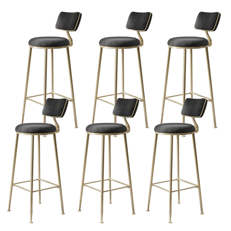 Glam Metal Barstool Fabric Counter Stool in Matte Finish for Indoor