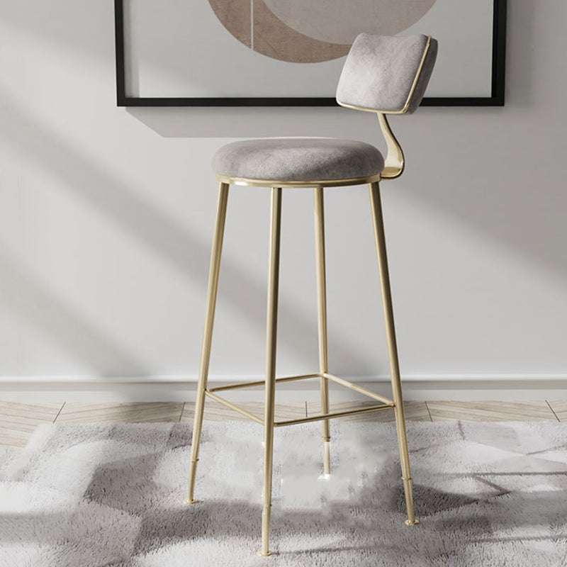 Glam Metal Barstool Fabric Counter Stool in Matte Finish for Indoor