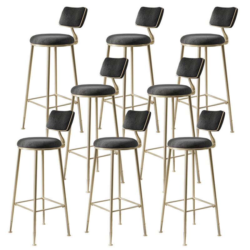 Glam Metal Barstool Fabric Counter Stool in Matte Finish for Indoor