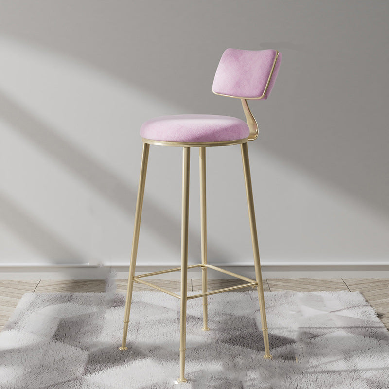 Glam Metal Barstool Fabric Counter Stool in Matte Finish for Indoor