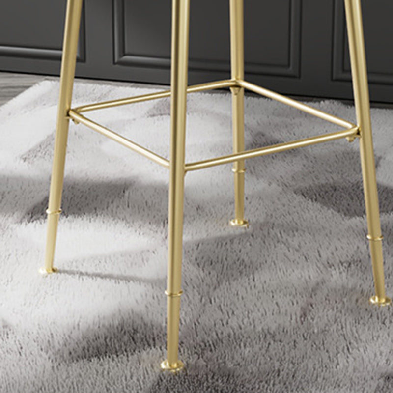 Glam Metal Barstool Fabric Counter Stool in Matte Finish for Indoor