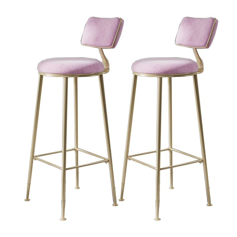 Glam Metal Barstool Fabric Counter Stool in Matte Finish for Indoor