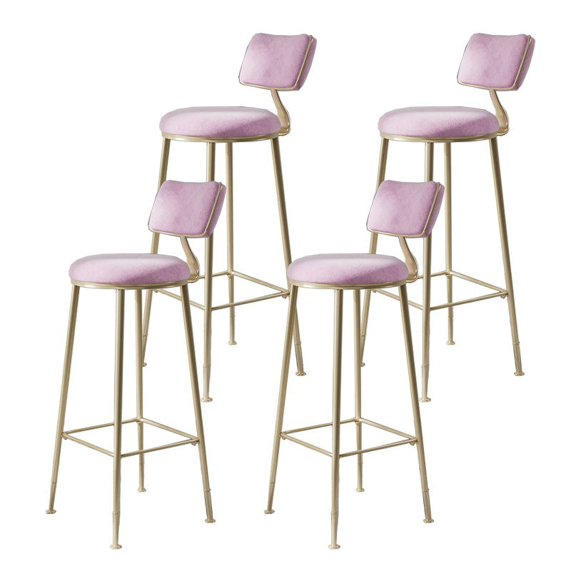Glam Metal Barstool Fabric Counter Stool in Matte Finish for Indoor