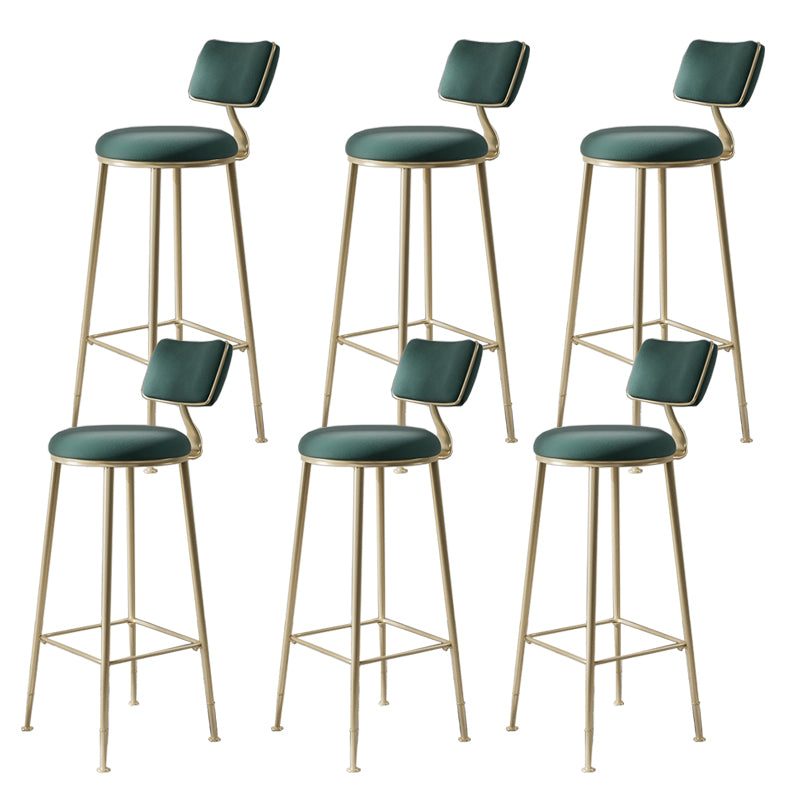 Glam Metal Barstool Fabric Counter Stool in Matte Finish for Indoor