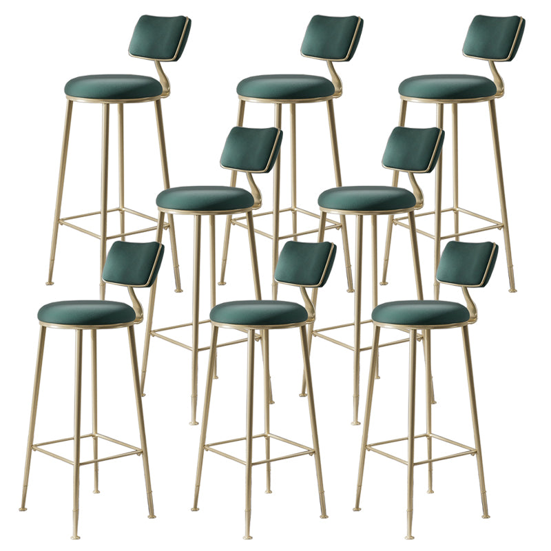 Glam Metal Barstool Fabric Counter Stool in Matte Finish for Indoor