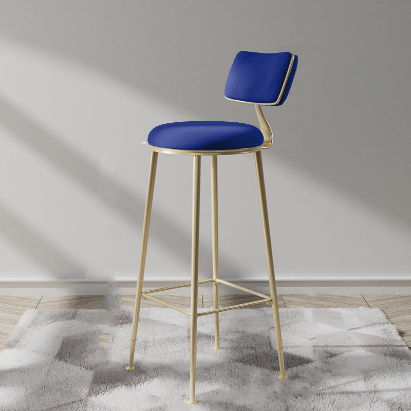 Glam Metal Barstool Fabric Counter Stool in Matte Finish for Indoor