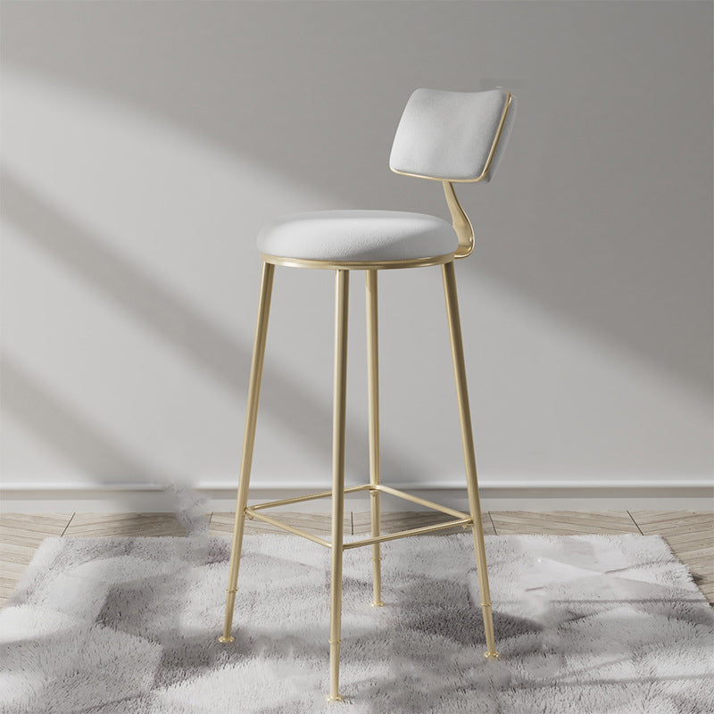 Glam Metal Barstool Fabric Counter Stool in Matte Finish for Indoor