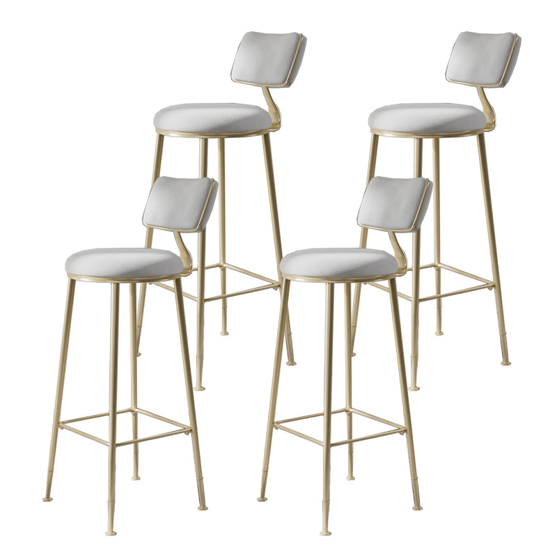 Glam Metal Barstool Fabric Counter Stool in Matte Finish for Indoor