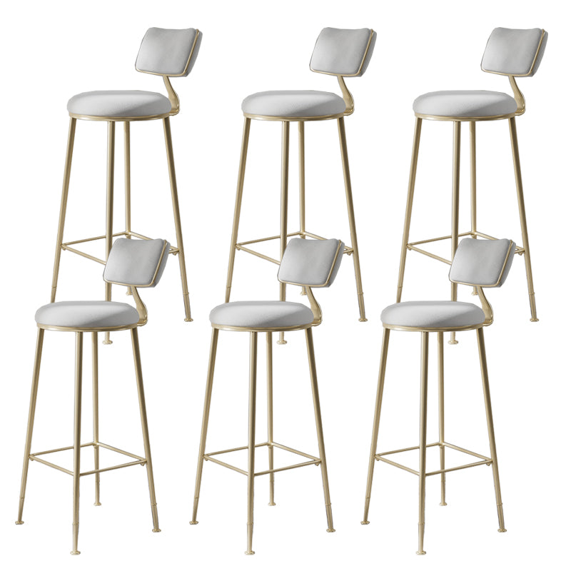 Glam Metal Barstool Fabric Counter Stool in Matte Finish for Indoor