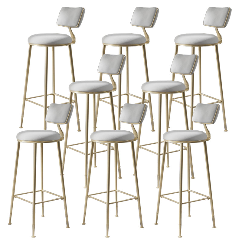 Glam Metal Barstool Fabric Counter Stool in Matte Finish for Indoor